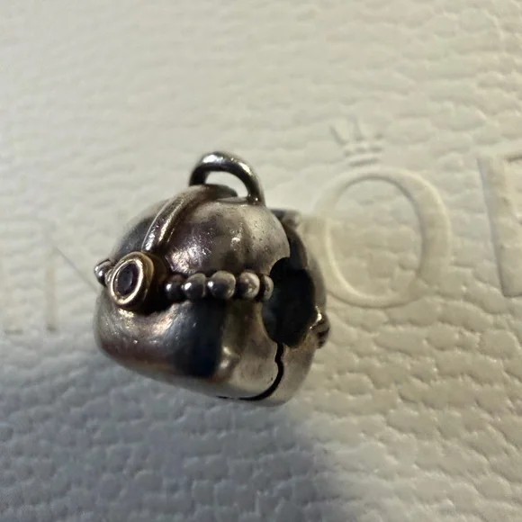 Authentic PANDORA PURSE Silver W/  CZ CLIP 14K YELLOW GOLD - Picture 2 of 5